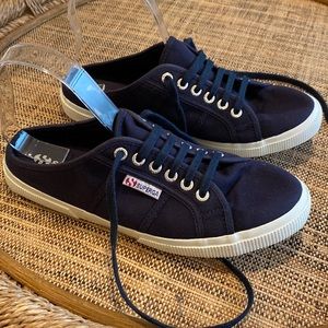 Superga Navy Blue Canvas Slip On Mules SIZE 10 EUC